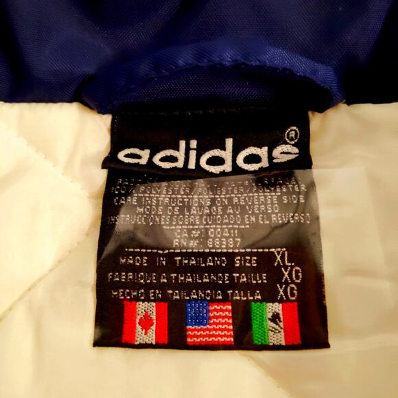 Adidas Original Soccer Parka Jacket Men's XL Navy 3 Striped Softshell Snap Front - Picture 3 of 10